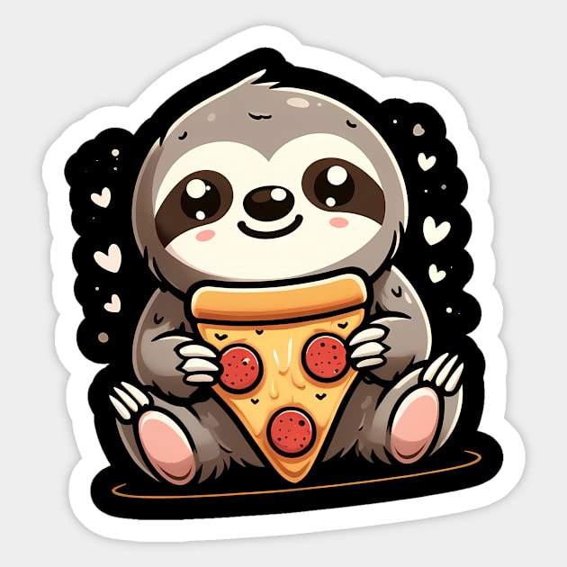 Cute Sloth with a Slice of Pizza Sticker by logiamerch